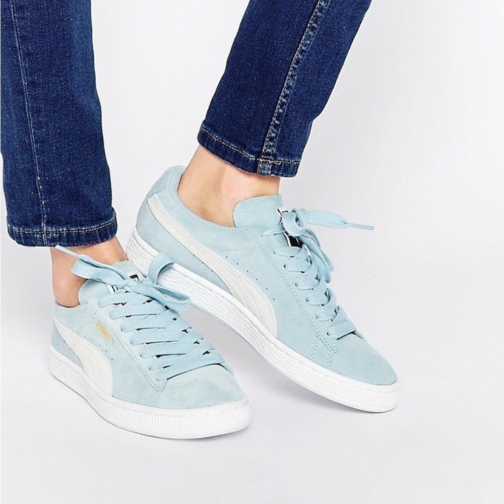 Light Blue Suede Sneakers